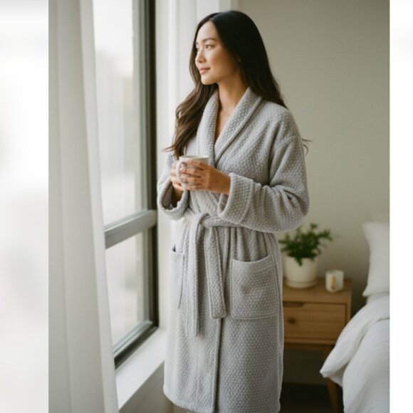 NWT Hudson Park Collection Micro Texture Bath Robe Exclusive - Picture 1 of 9